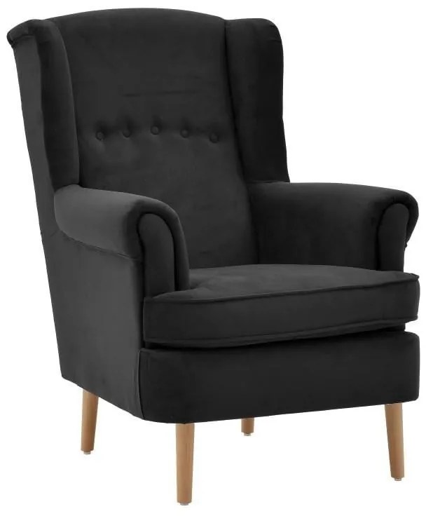 Fotoliu Velvet Black Bergere 107 cm