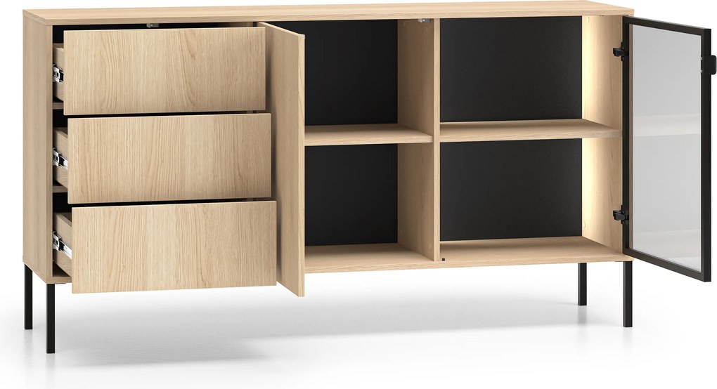 Comodă cu sertare și iluminare Harmona 160 cm - stejar lindberg