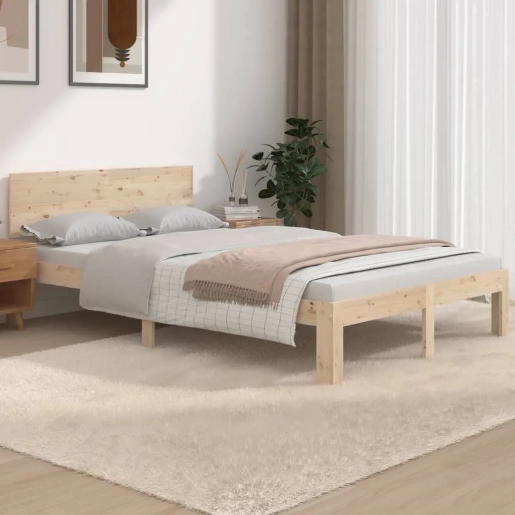 833103 vidaXL Cadru de pat 120x190 cm, mic, dublu, lemn masiv de pin