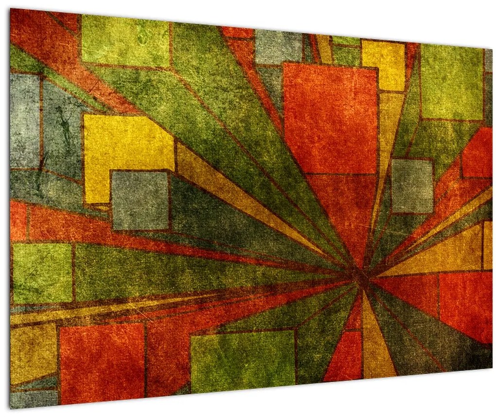 Tablou cu abstracție geometrică (90x60 cm)