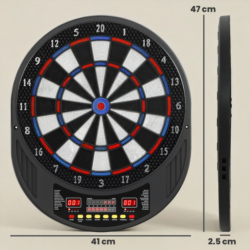 SPORTNOW Dartboard electronic pentru 1-8 jucători, afișaj LCD, 6 seturi de săgeți, multicolor | Aosom Romania