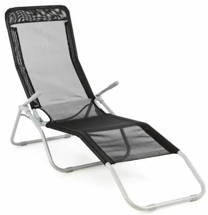 Scaun de gradina cu tesatura neagra - rabatabil