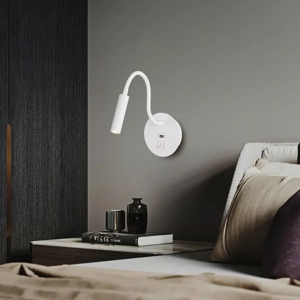 Lampă LED flexibilă de perete cu port USB Brilagi MAYA LED/3W/230V alb