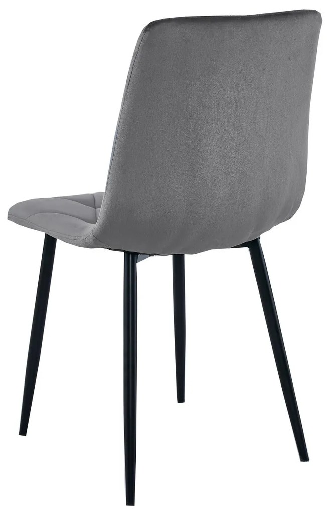 Scaun de dining din catifea gri inchis LIBRA cu picioare negre