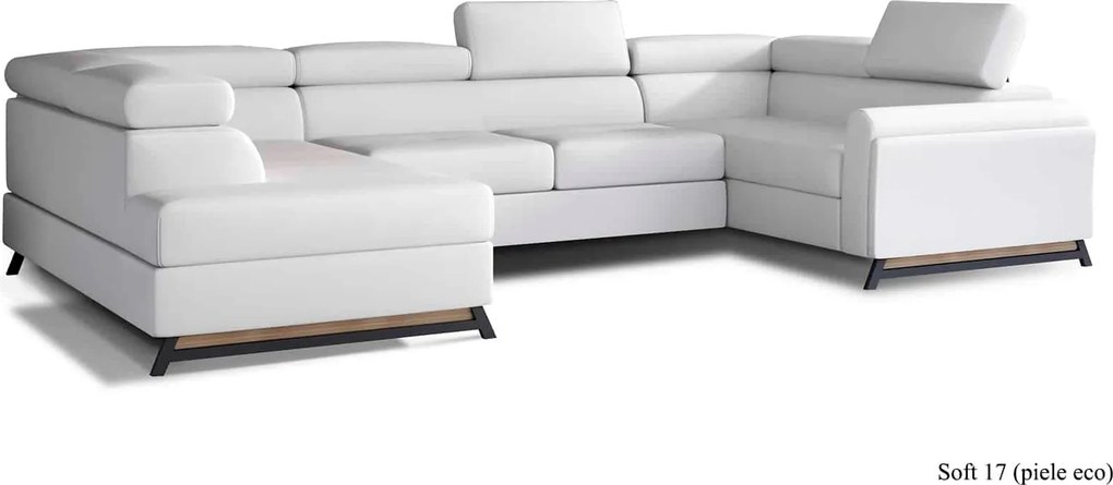 Colțar lemn masiv Formă U Extensibil Amira Personalizabil, 336 × 200 × 92 cm