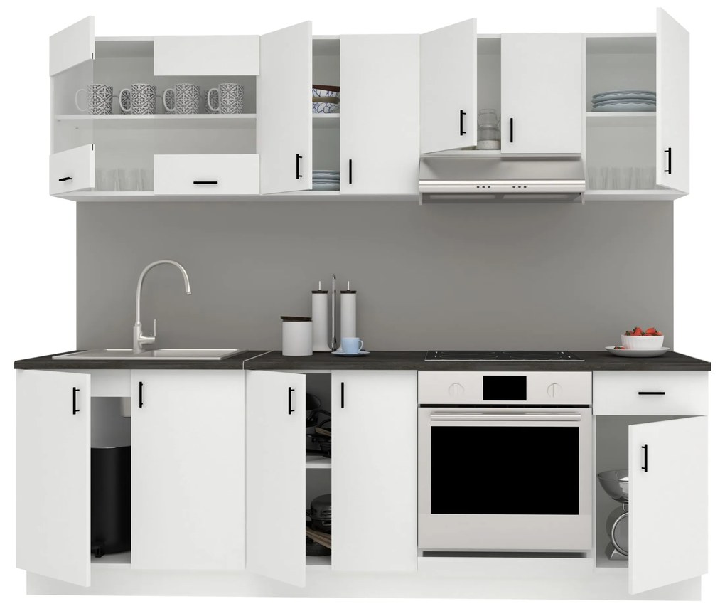 Set Bucatarie Karo V15, Alb, Blat Thermo 28 mm, L 240 cm