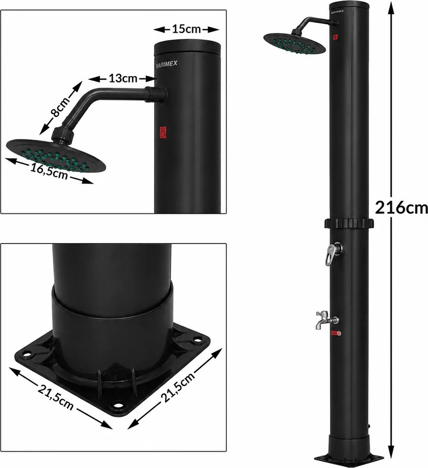 Duș solar KARIBIK, 35 l, negru Jurhan