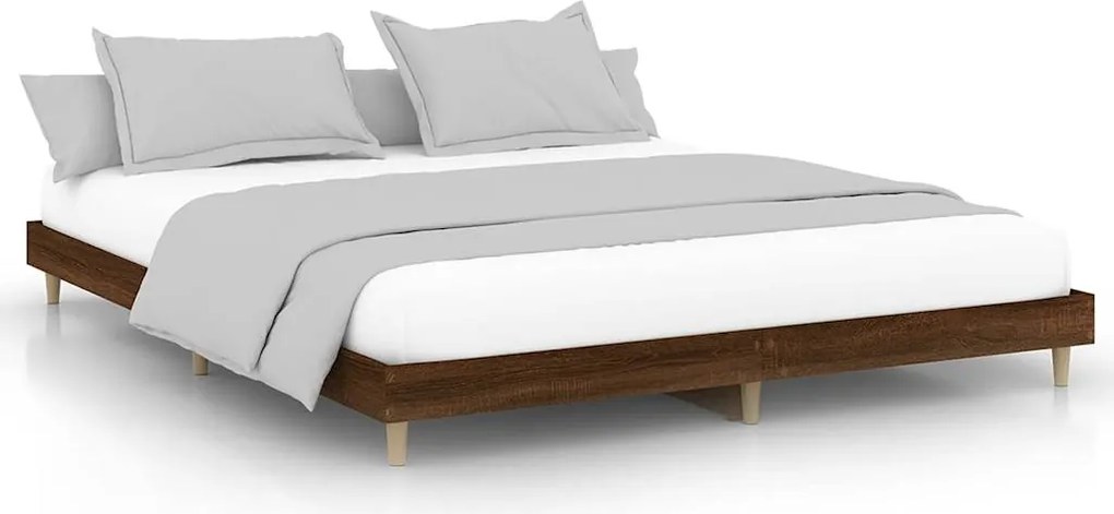 vidaXL Cadru pat fără saltea stejar maro 120x200 cm, lemn prelucrat