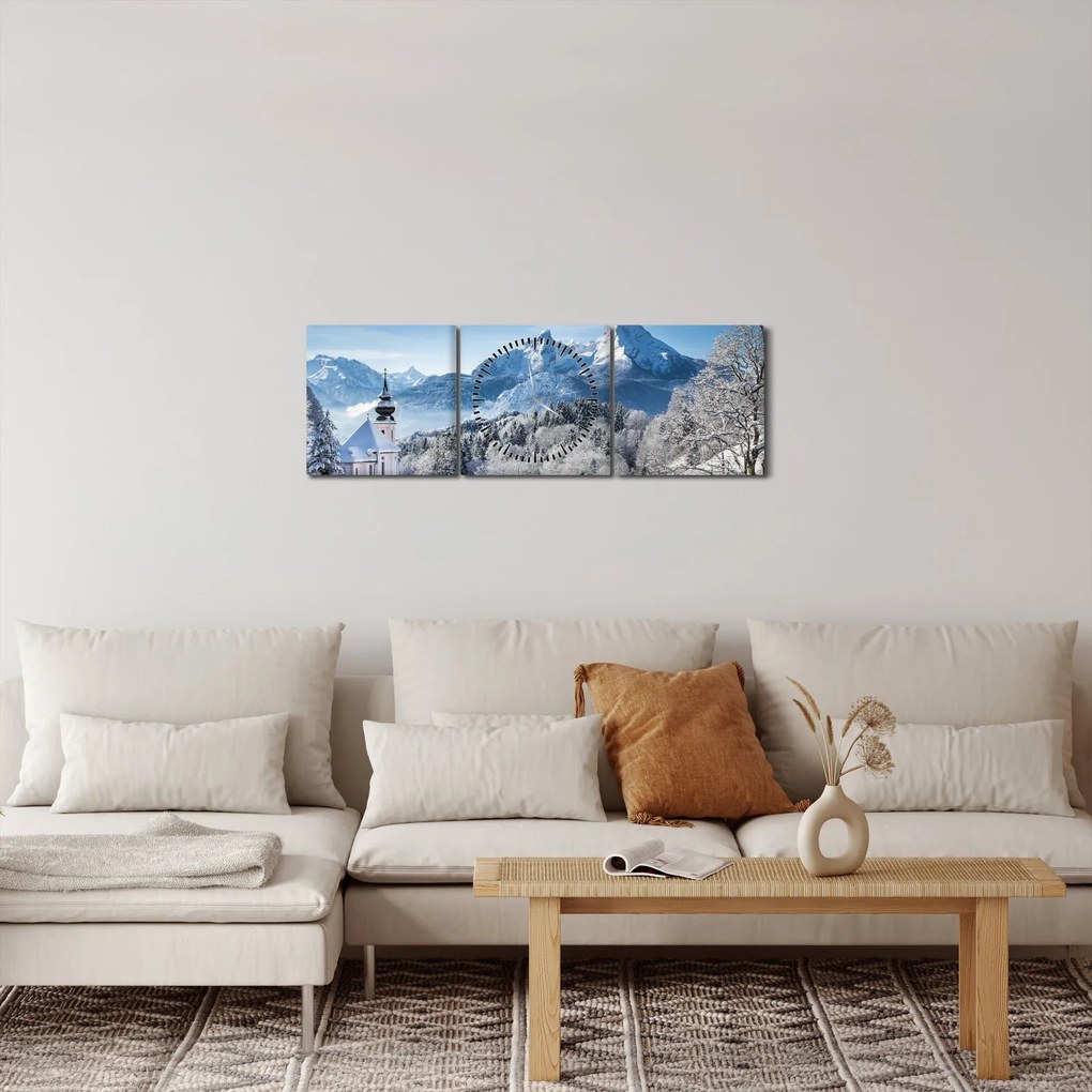 Tablou - O privire asupra peisajului de iarnă (cu ceas) (90x30 cm)