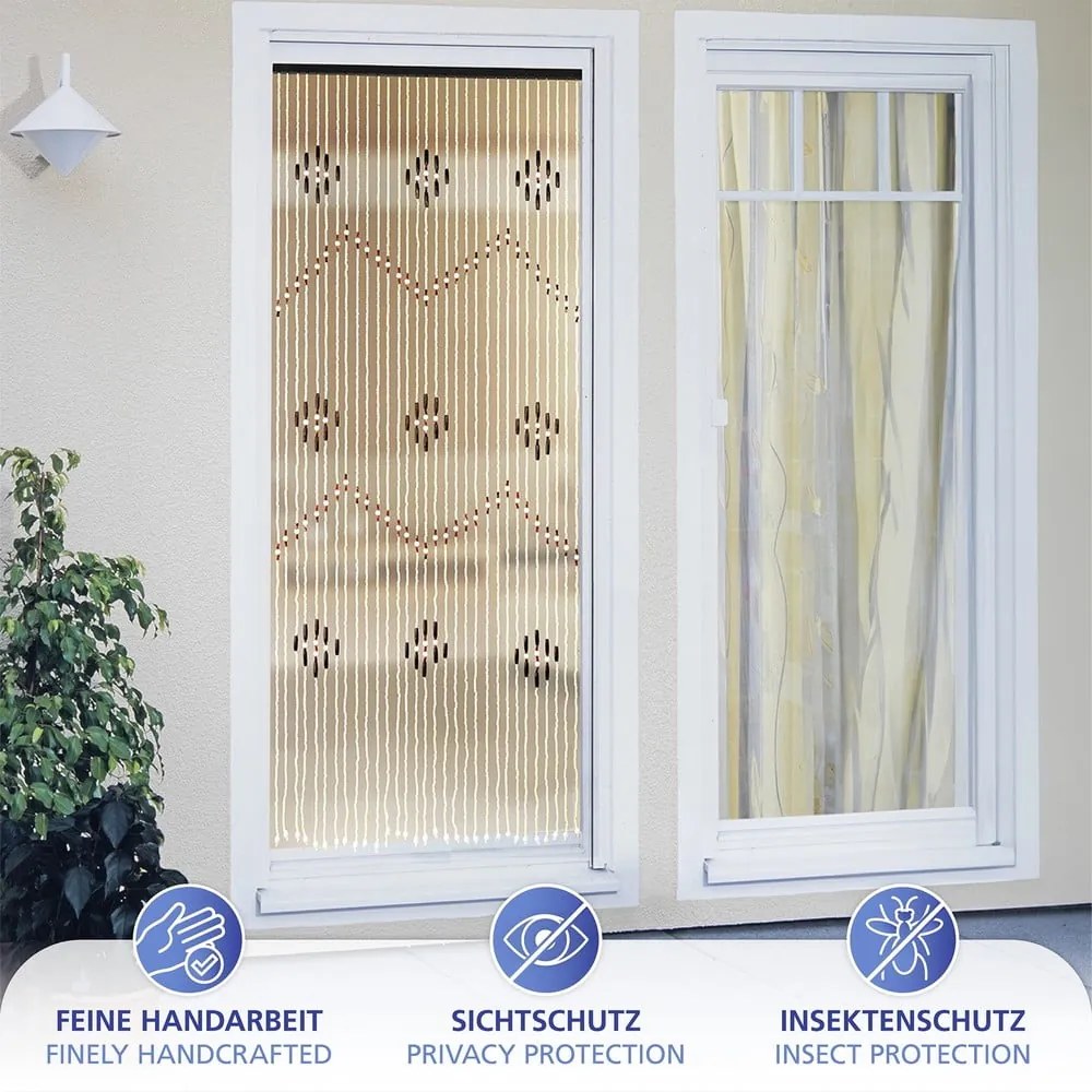 Draperie în culoare naturală din bambus 90x200 cm cu prindere la ușă – Maximex