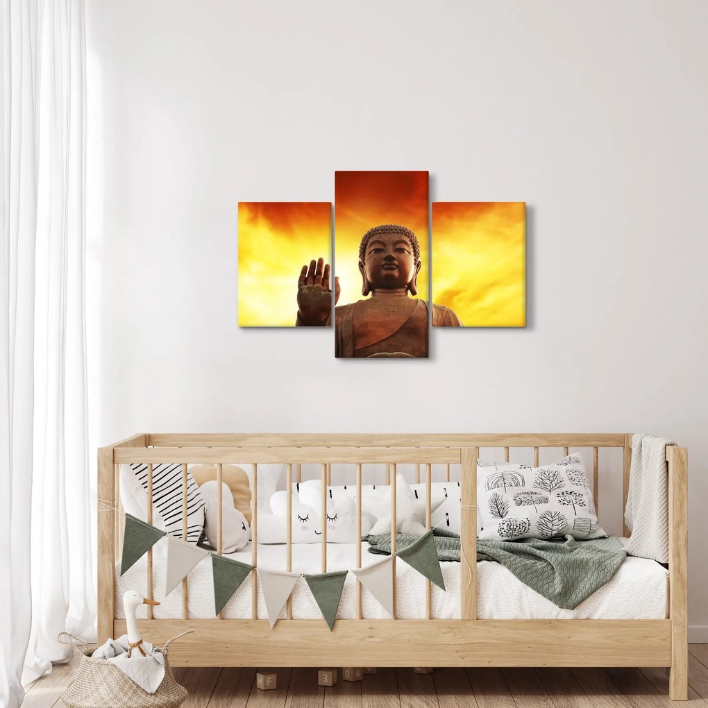 Tablou - Buddha cu fundal roșu și galben (90x60 cm)