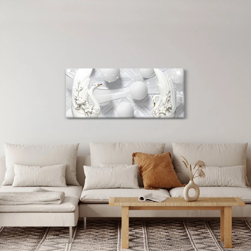 Tablou - Lebăda de aur pe apă (120x50 cm)