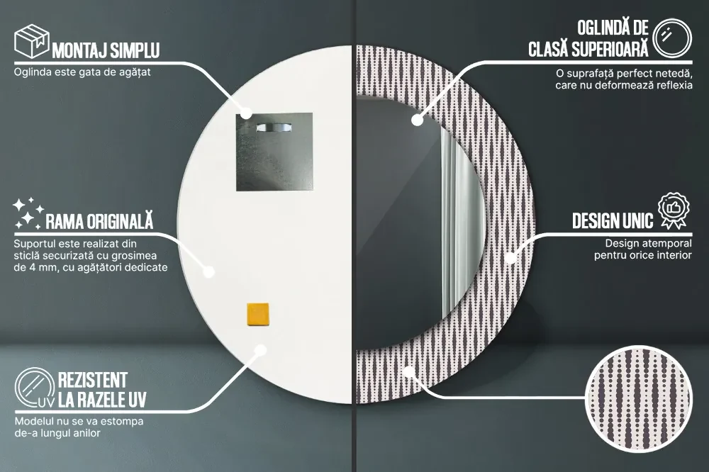 Decoratiuni perete cu oglinda Model de punct geometric