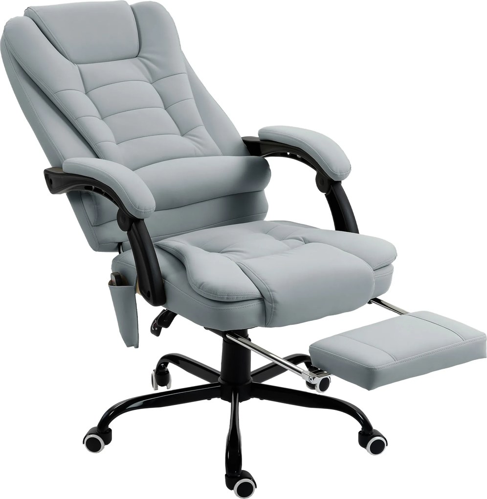 Vinsetto Fotoliu de birou cu masaj, scaun de birou cu înălțime reglabilă, spătar înclinat și telecomandă cu fir, gri | Aosom Romania