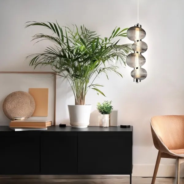 Lustră LED suspendată pe cablu BOLLA, 17W/230V, Ø 16 cm, crom lucios/gri fumuriu