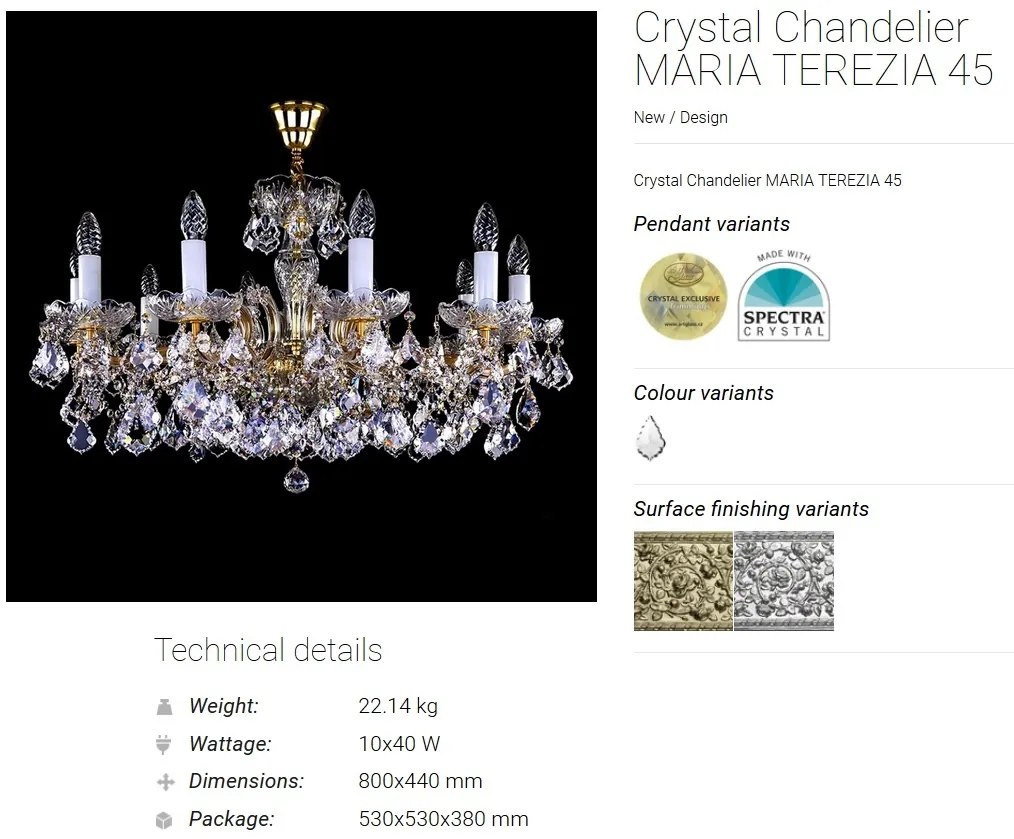 Candelabru 10 brate design LUX Cristal Bohemia Exclusive MARIA TEREZIA 45
