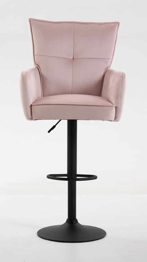 HR250W Scaun Catifea Roz Pudra Bază Neagră