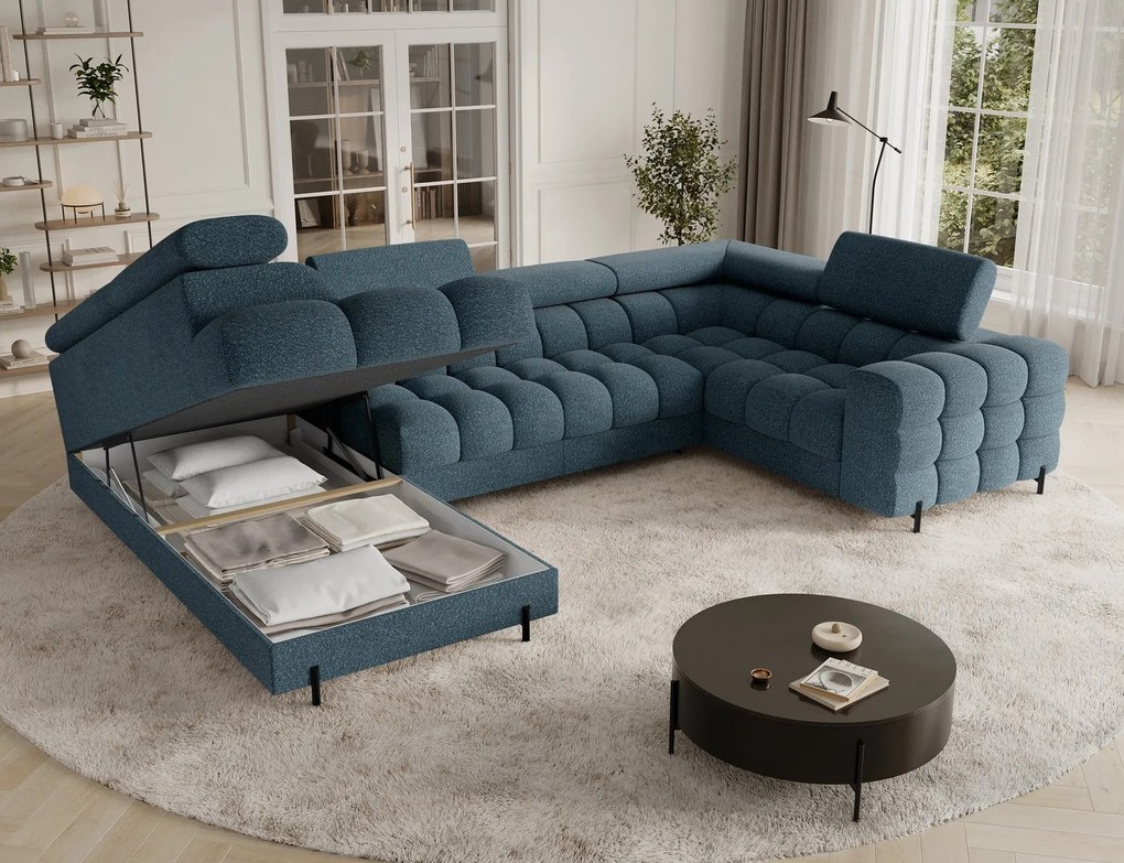 Colțar lemn masiv Formă U Extensibil Factory 346x205cm Personalizabil - Jaffray 40, Dreapta