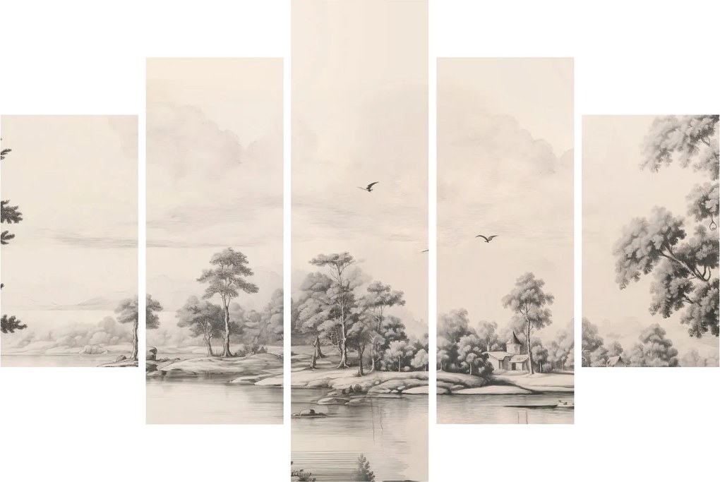 Tablou - Vintage peisaj desen peisaj (150x105 cm)