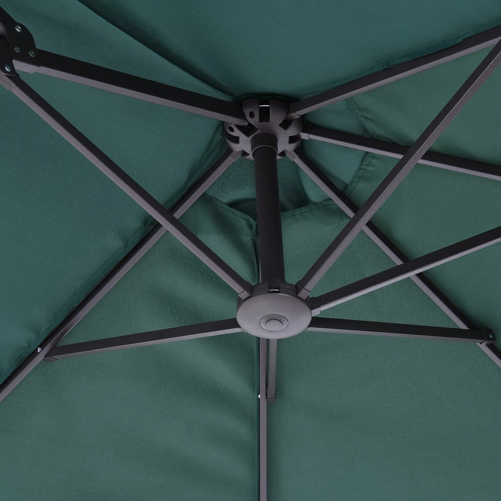Outsunny Umbrelă Dublă de Grădină, Protecție UV, Manivelă pentru Deschidere, 460x270x240 cm, Verde | Aosom Romania