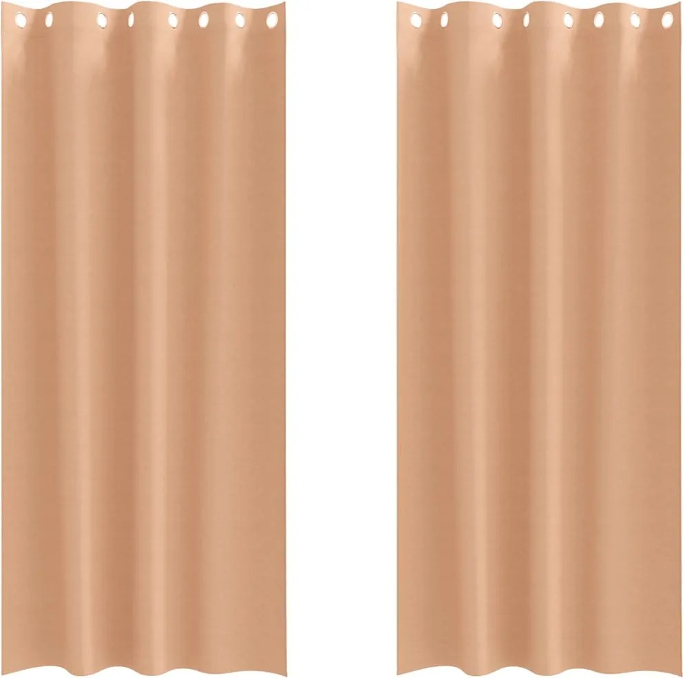 vidaXL Perdele Opaque cu Inel 2 pcs Maro deschis 245 x 140 cm