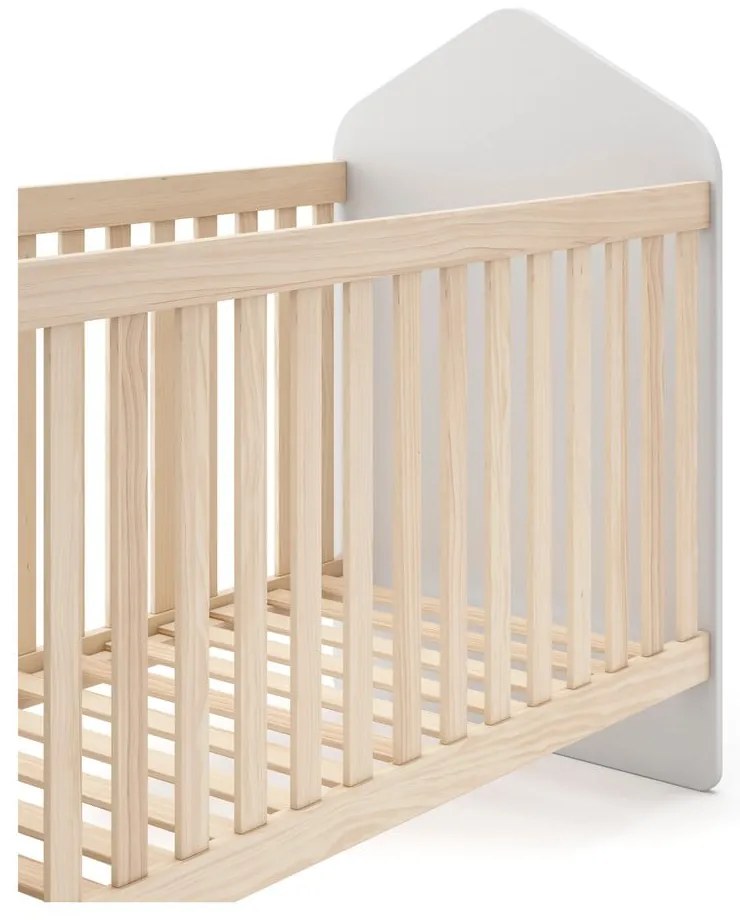 Pătuț alb/în culoare naturală cu aspect de lemn de pin 60x120 cm Estefania – Marckeric