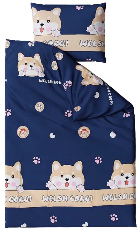 Lenjerie de pat pentru copii Culoare gri inchis, WELSCH CORGI