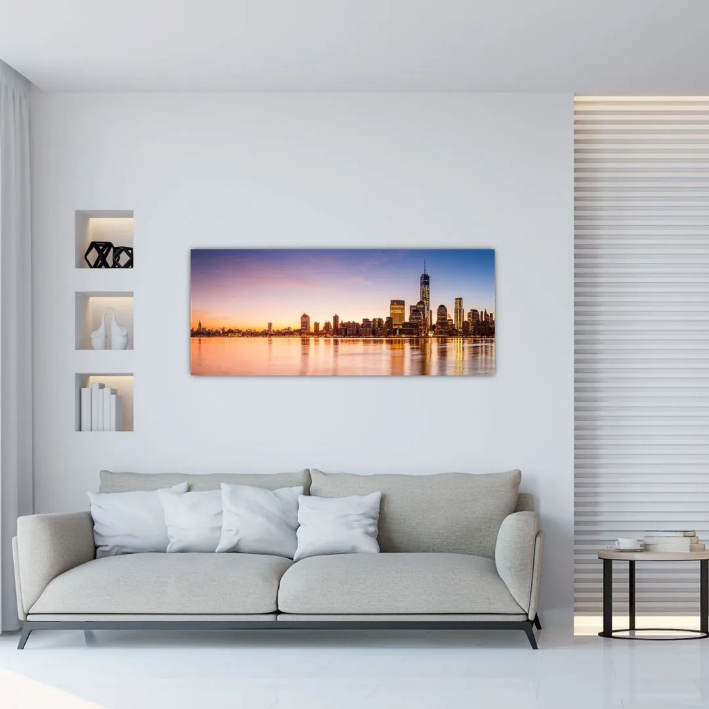 Tablou cu oraș în apus de soare (120x50 cm)