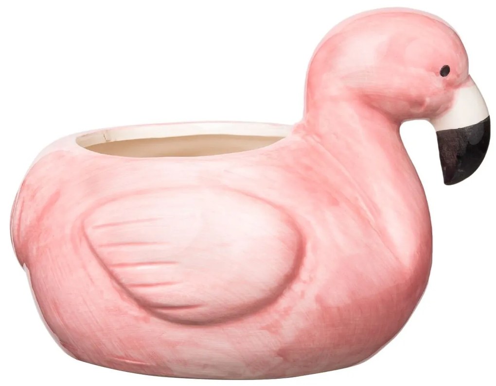 Ghiveci din portelan-Flamingo roz,19x13x14.5 cm