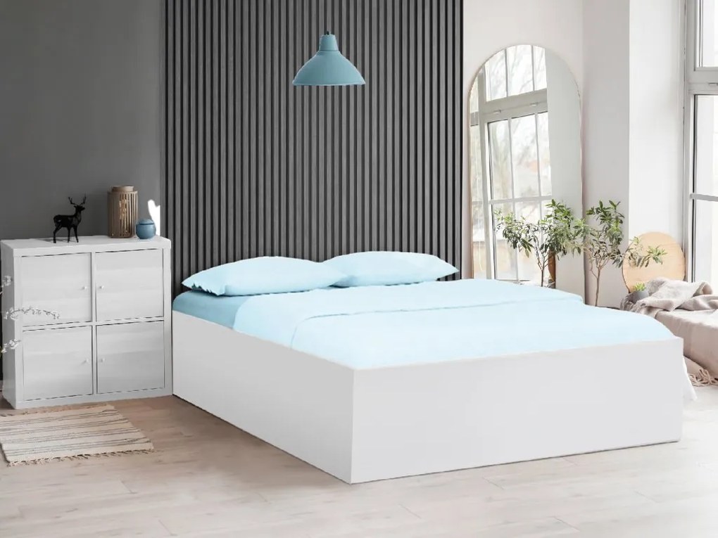 Pat BELLA 180 x 200 cm, alb Saltele: Cu saltele Deluxe 10 cm, Lamele de pat: Cu lamele drepte