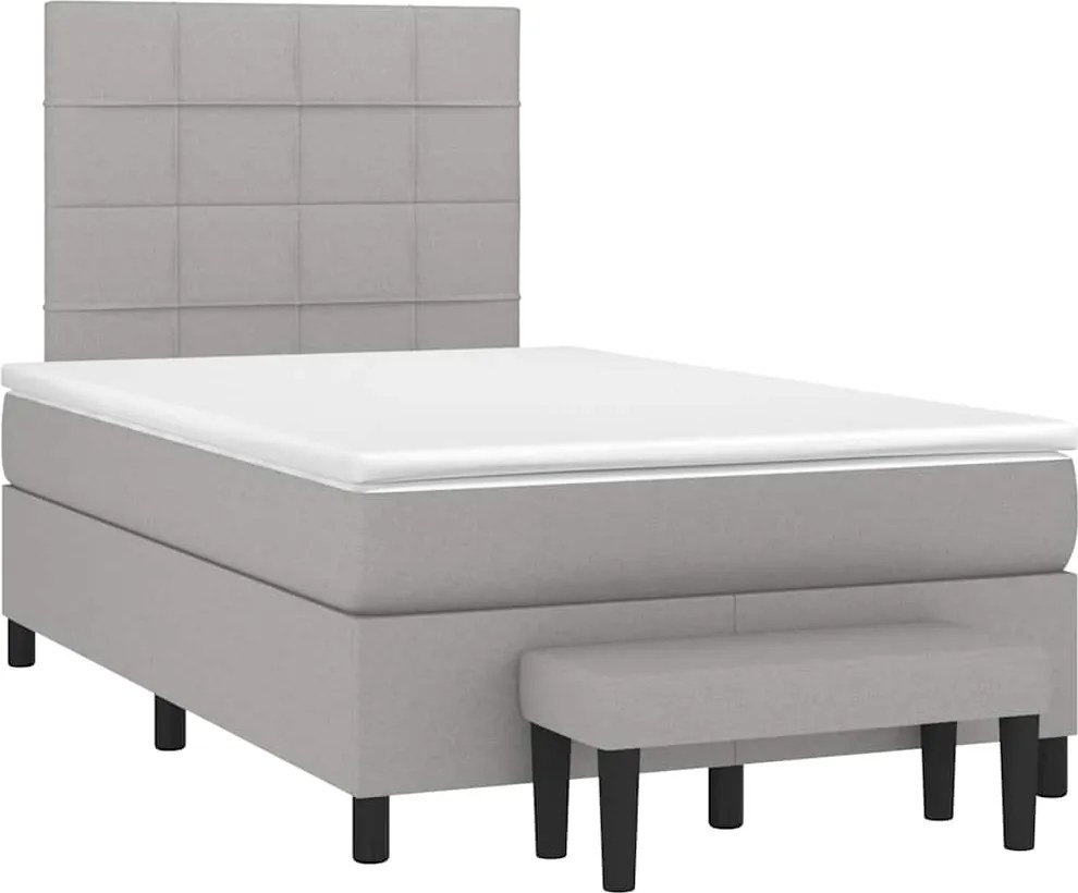 vidaXL Pat box spring cu saltea, gri deschis, 120x190 cm, textil