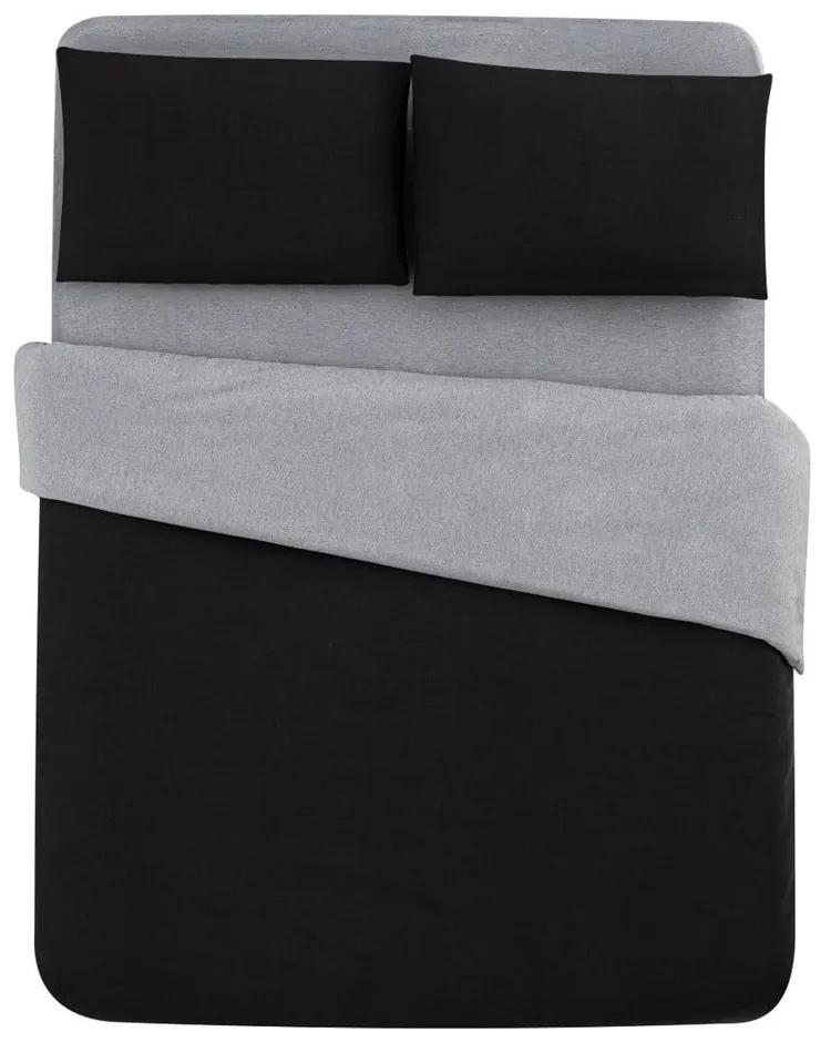 Lenjerie de pat neagră-gri din bumbac pentru pat de o persoană-extins și cearceaf 160x220 cm – Mila Home