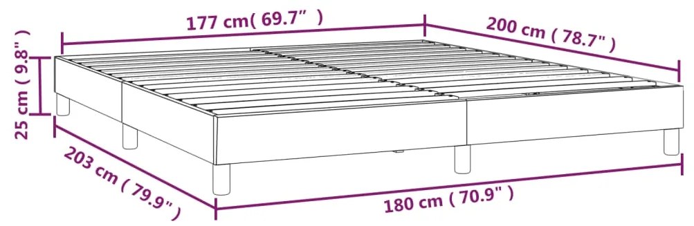 Cadru de pat box spring, negru, 180x200 cm, catifea Negru, 25 cm, 180 x 200 cm