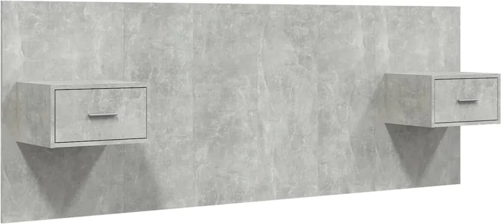 vidaXL Tăblie de pat cu dulapuri, gri beton, lemn prelucrat