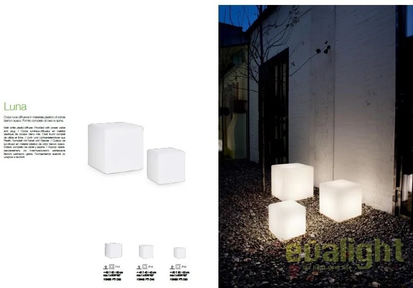 Corp iluminat decorativ exterior cu protectie IP44 LUNA PT1 D40 191584