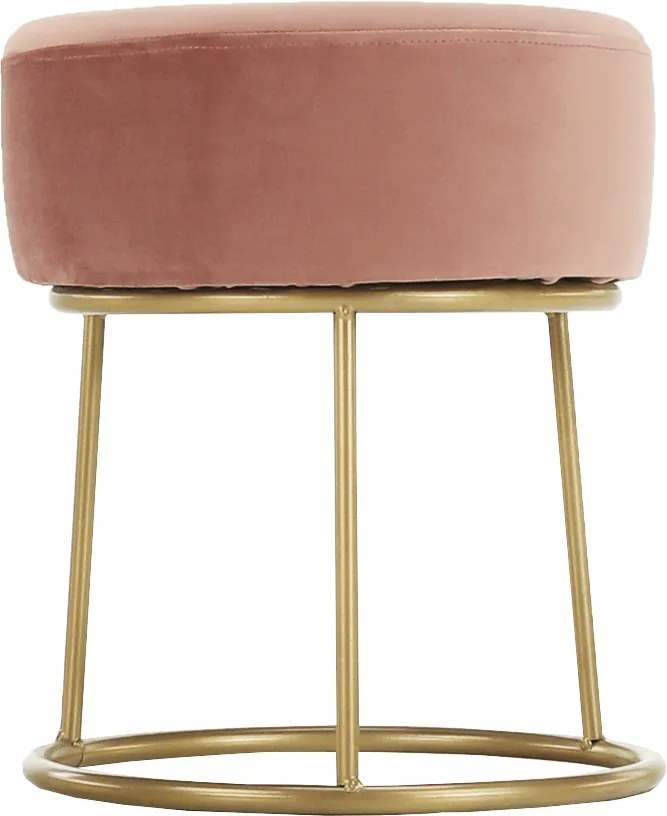 Taburet, catifea Velvet roz/vopsea aurie, AYSU