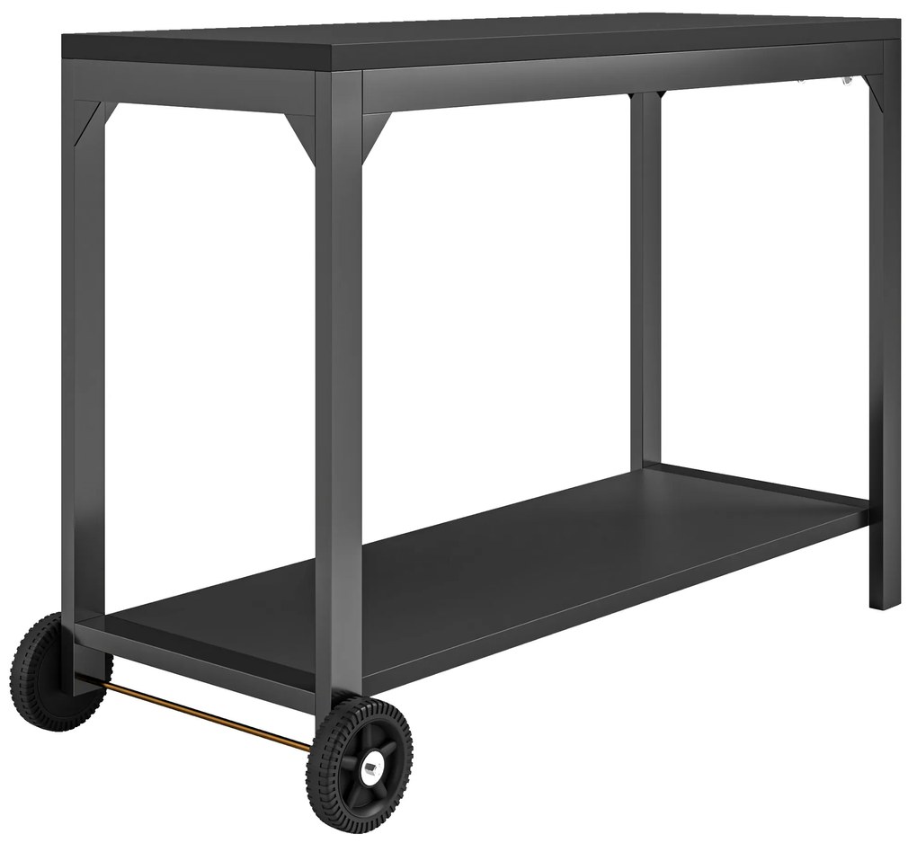 HOMCOM Cărucior de grădină din oțel cărucior de serviciu cu roți cu blat de lucru 135 x 55 x 86,5 cm negru | Aosom Romania