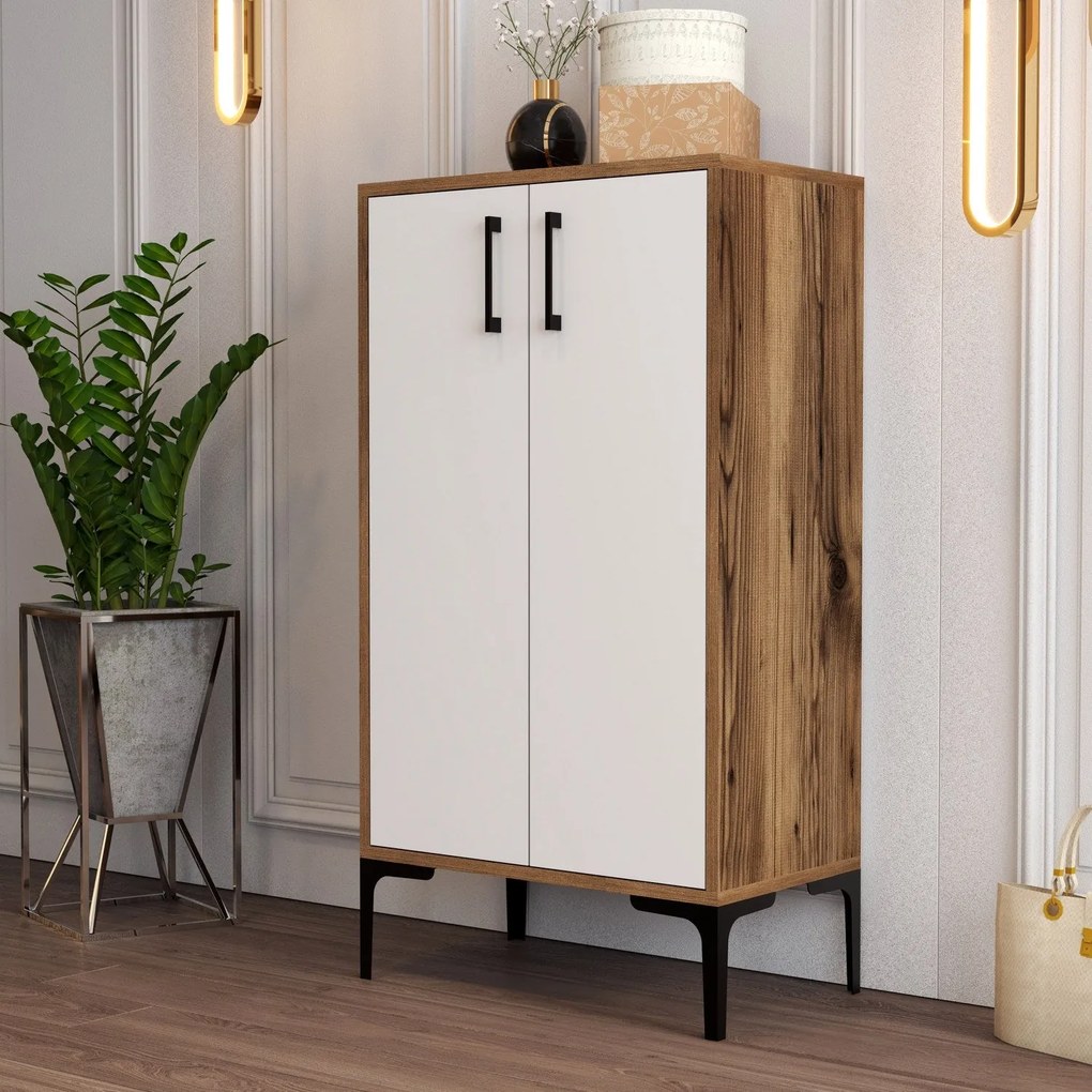 Comodă pentru pantofi Prag - Walnut, White