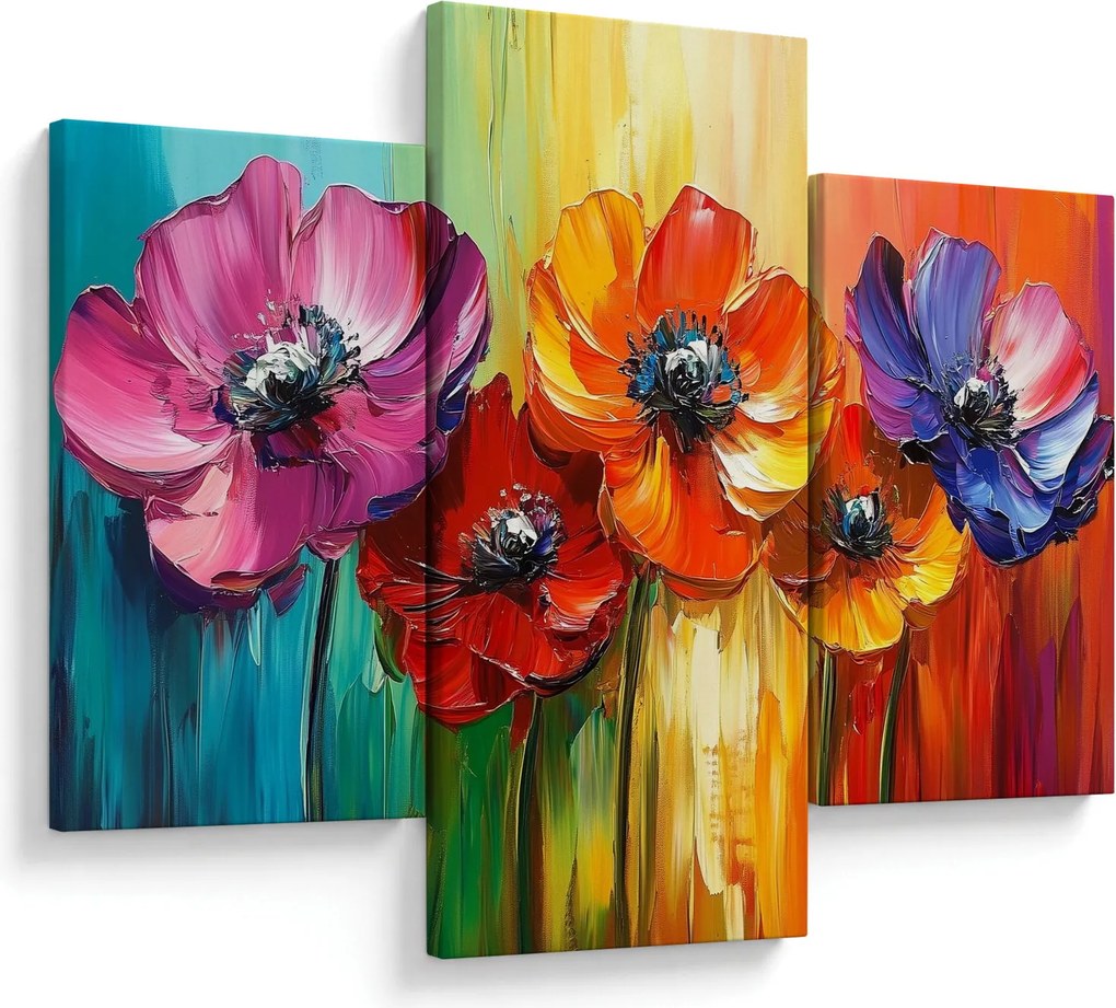 Tablou - Cinci flori colorate (90x60 cm)