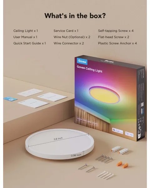 Govee - Plafonieră LED RGBICWW dimabilă, 29W/230V, Ø 30 cm, Matter, Wi‑Fi