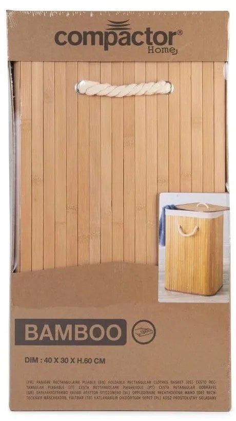 Compactor Coș pentru rufe murdare Bamboo dreptunghiular, natural