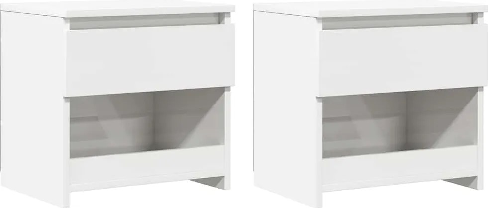 vidaXL Noptiere, 2 buc., alb extralucios, 40x30x39 cm, lemn prelucrat