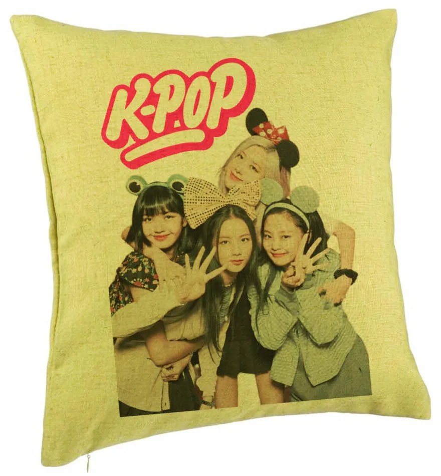 Perna Decorativa K-pop, 40x40 cm, Verde, Husa Detasabila, Burduf