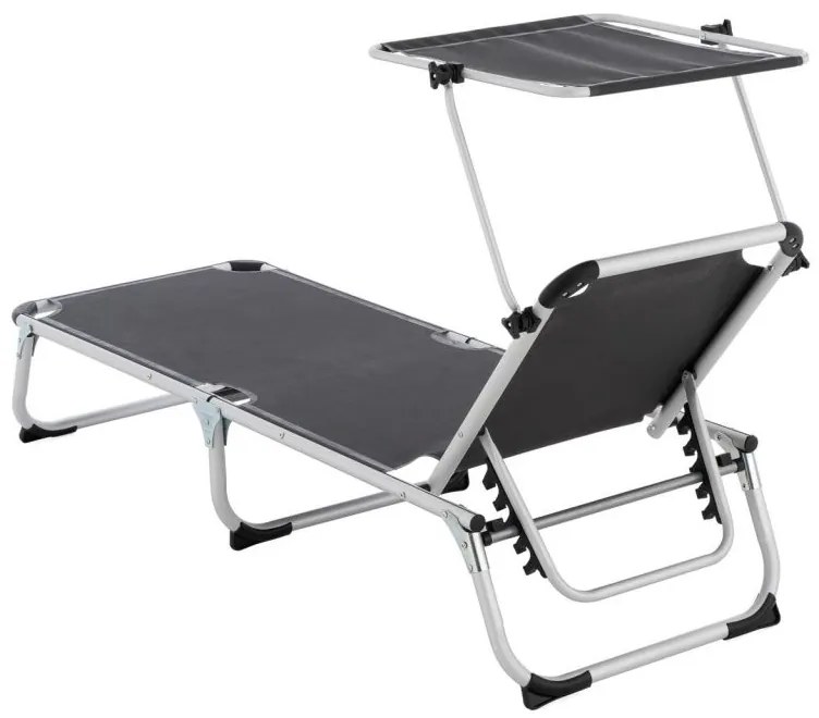 Șezlong de grădină, pliabil, baldachin, antracit 187 cm