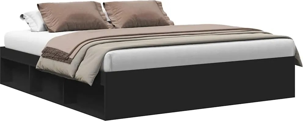 vidaXL Cadru pat, negru, 180x200 cm, Super King Size
