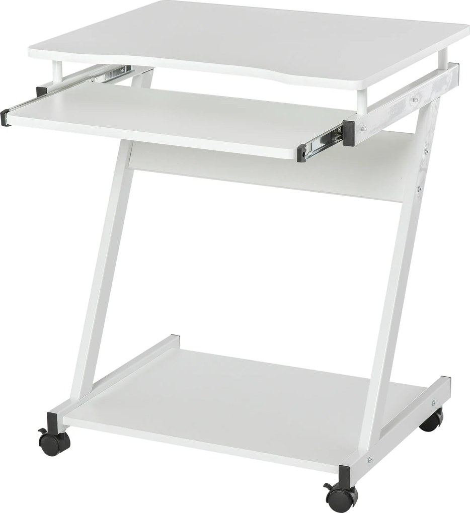 Masa cu roti HOMCOM, suport PC/laptop, 60x48x73cm alb | Aosom Romania