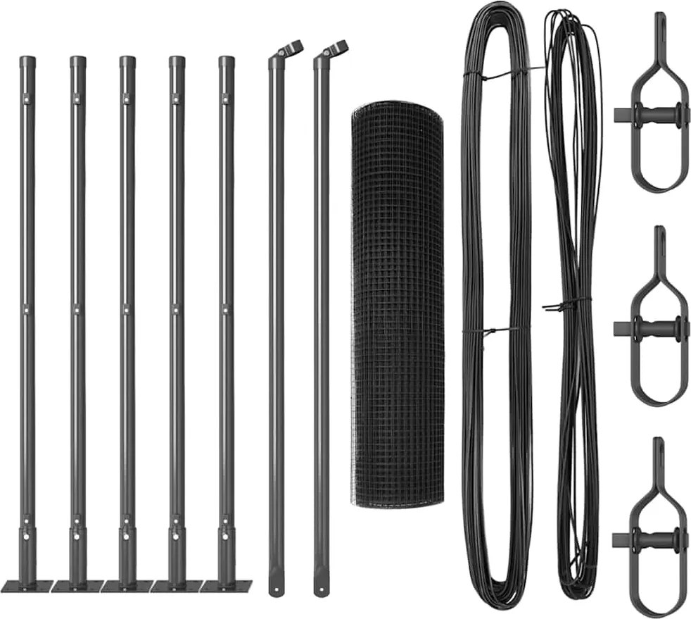 vidaXL Stâlp de gard. Gri 10 x 0,6 m (rulou de plasă de 12 x 12 mm)