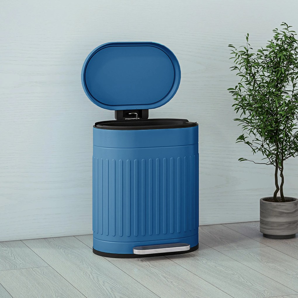HOMCOM Coș de gunoi de bucătărie coș de gunoi cu pedală 20L capac cu închidere ușoară găleată interioară detașabilă 36,5 x 31,2 x 45 cm albastru | Aosom Romania