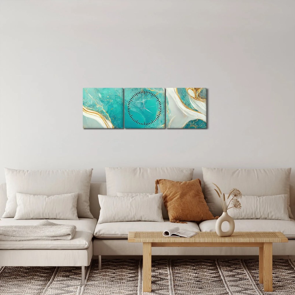 Tablou - Designul marmurei II. (cu ceas) (90x30 cm)