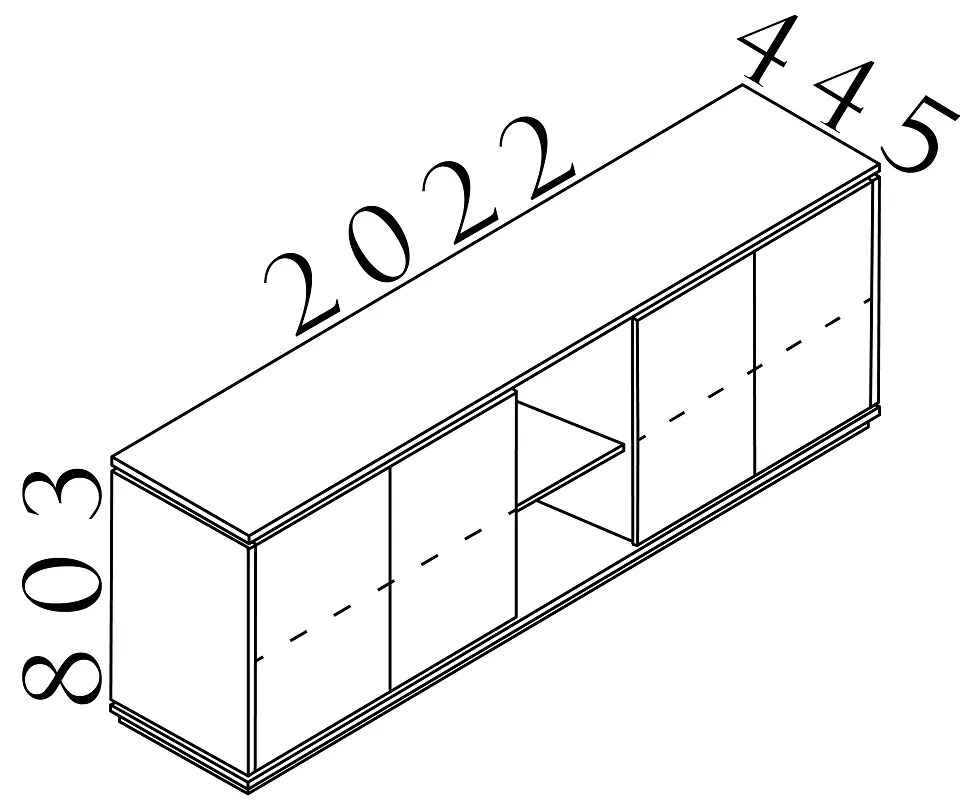 Dulap jos Creator 202,2 x 44,5 x 80,3 cm, alb / wenge